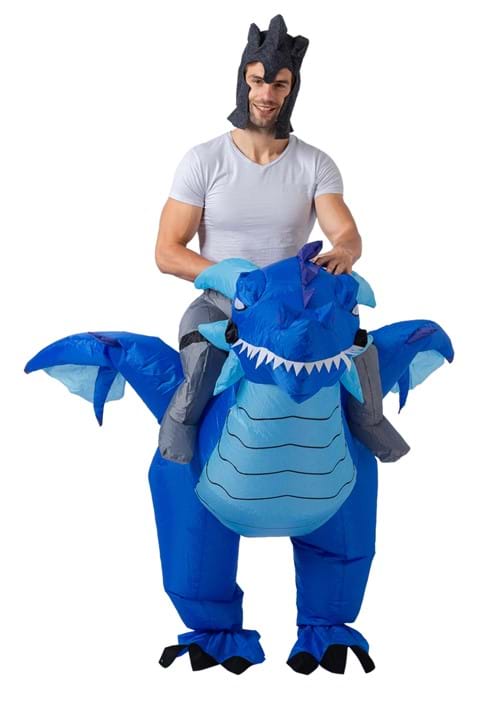 Inflatable Blue Dragon Ride-On Costume for Adults - US 4165