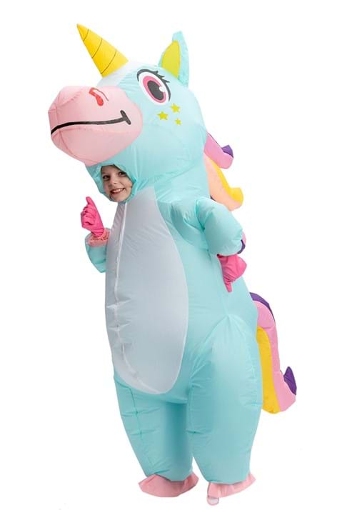 Kid's Inflatable Blue Unicorn Costume - US 3285