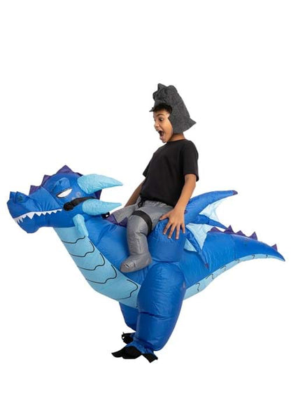 Inflatable Blue Dragon Ride-On Costume for Kids - US 3539