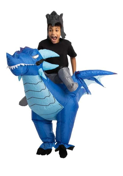 Inflatable Blue Dragon Ride-On Costume for Kids - US 3539