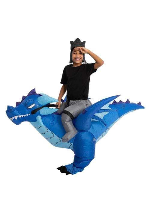 Inflatable Blue Dragon Ride-On Costume for Kids - US 3539