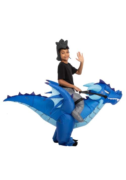 Inflatable Blue Dragon Ride-On Costume for Kids - US 3539