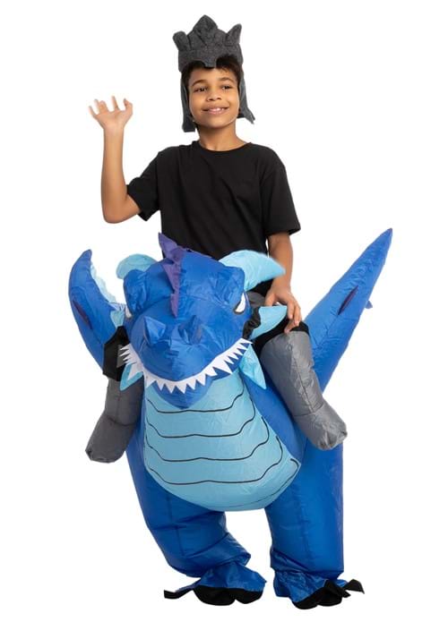 Inflatable Blue Dragon Ride-On Costume for Kids - US 3539