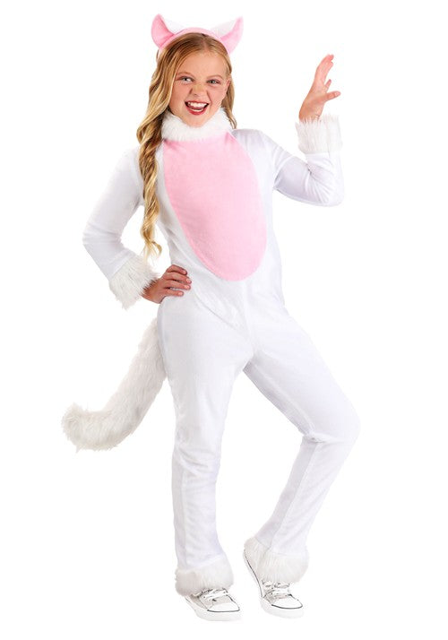 Kid's Big Tailed White Cat Costume - US 4974