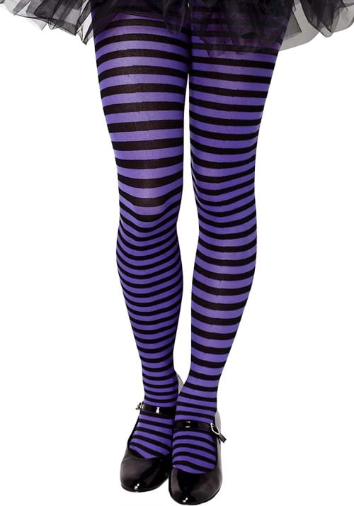 Black and Purple Stripe Tights for Girls - US 8665