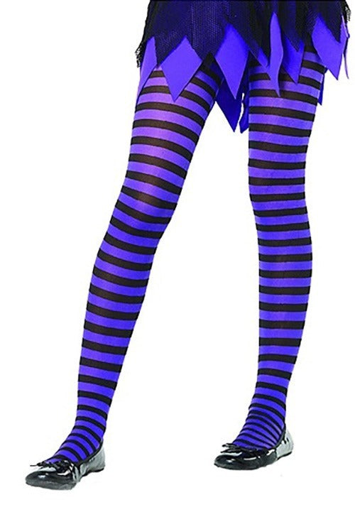 Black and Purple Striped Kid's Tights - US 9373