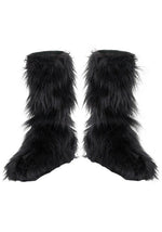 Black Kid's Furry Boot Covers - US 1608