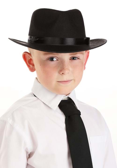 Black Gangster Costume Hat for Kids - US 7858