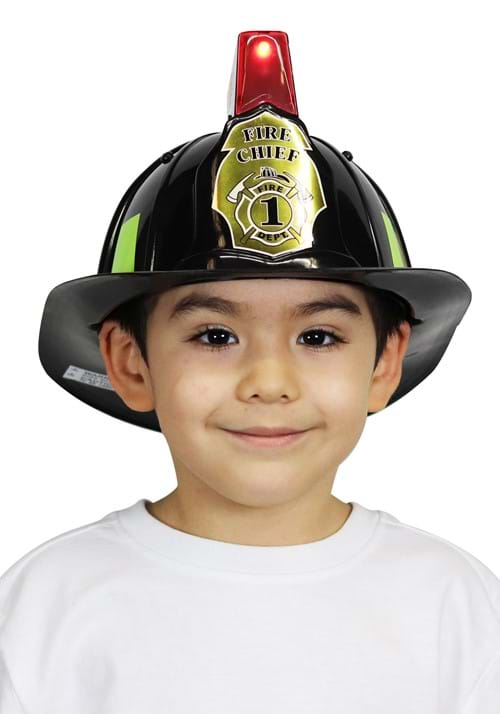 Black Light Up and Sound Fire Chief Kid's Helmet - US 2876
