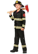 Black Uniform Firefighter Kids Costume - US 4786