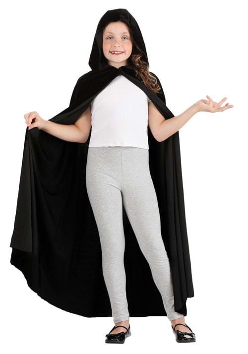 Black Velvet Hooded Kid's Cape - US 4010