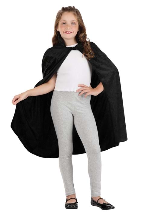 Black Velveteen Cape for Kids - US 3776