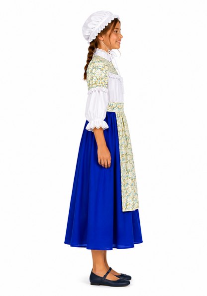 Kid's Colonial Cottage Girl Blue Costume Dress - US 4233
