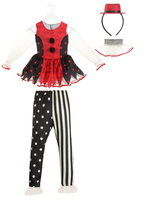 Girl's Creepy Vintage Clown Costume - US 6566