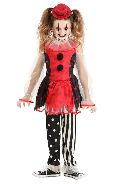 Girl's Creepy Vintage Clown Costume - US 6566
