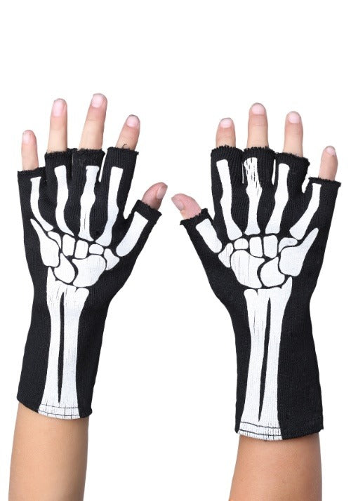 Fingerless Skeleton Kid's Gloves - US 7590