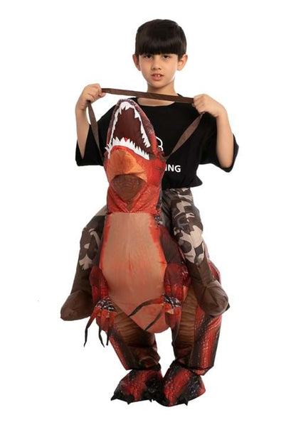 Inflatable Riding a Red Raptor Costume for Kids - US 2208