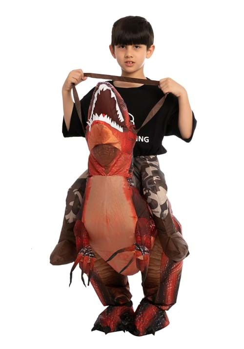 Inflatable Riding a Red Raptor Costume for Kids - US 2208