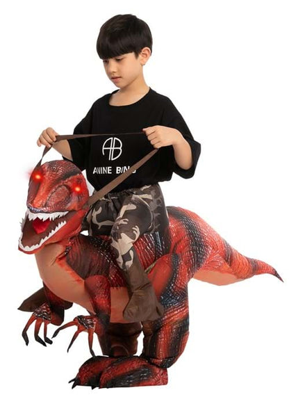 Inflatable Riding a Red Raptor Costume for Kids - US 2208