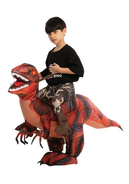 Inflatable Riding a Red Raptor Costume for Kids - US 2208