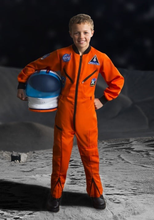 Orange Astronaut Jumpsuit Kid's Costume - US 9049