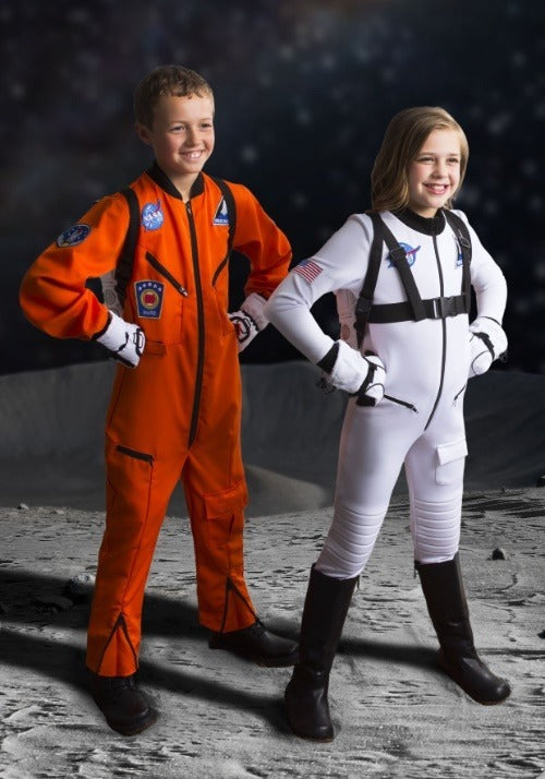 Orange Astronaut Jumpsuit Kid's Costume - US 9049