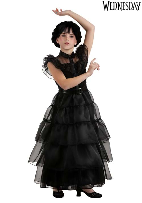 Girl's Deluxe Wednesday Addams Rave'N Dance Costume Dress - US 4616