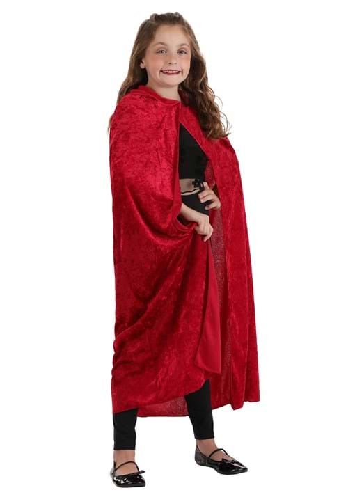 Kid's Red Velvet Hooded Cape - US 3611