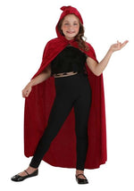 Kid's Red Velvet Hooded Cape - US 3611