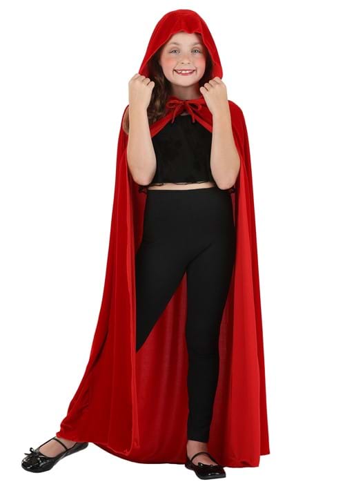 Red Velveteen Cape for Kids - US 4869