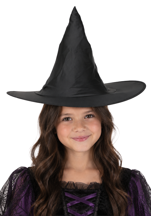 14-Inch Kid's Taffeta Black Witch Hat Accessory - US 5355