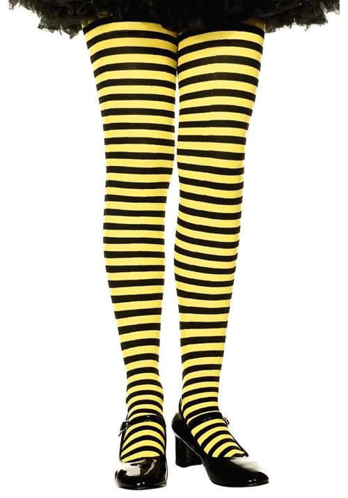Yellow and Black Girl's Striped Tights - US 2039
