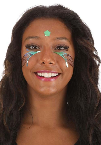Lace Wing Oil Slick Holographic Face Decals - US 2644
