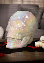 10-Inch Large Pearl Oil Slick Skull Halloween Decoration - US 4145