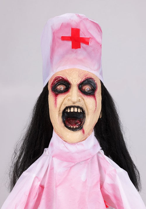 5.5FT Lethal Laudna the Chained Nurse Animatronic Decoration - Scream Saver - US 6118