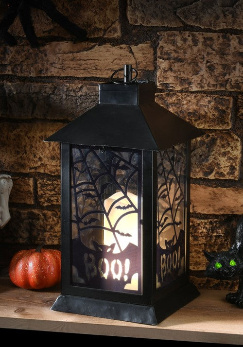 16-Inch Light Up Bats and Cobwebs Lantern Decoration - US 4390