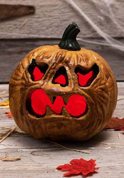 Light Up Haunted Pumpkin with Red Lights Decoration - US 3445