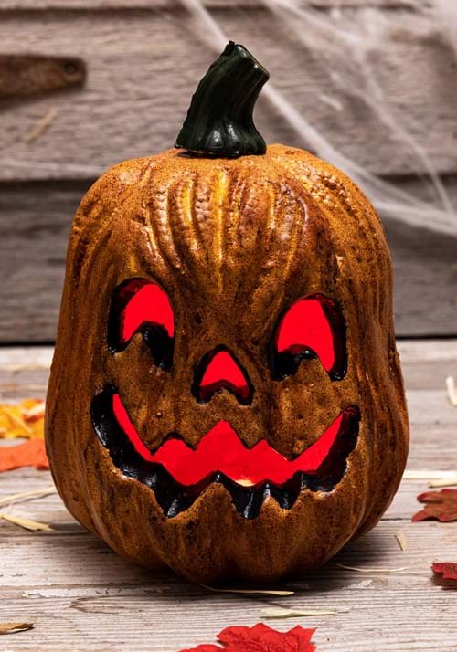 Light Up Scary Pumpkin with Red Lights Decoration - US 3784
