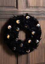 16-Inch Light Up Spooky Eyes Halloween Wreath Decoration - US 8816