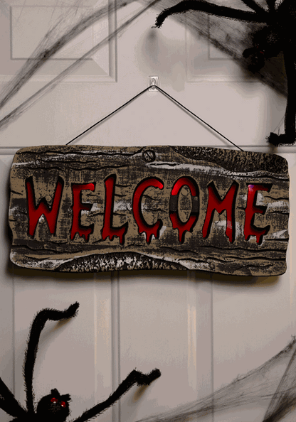19.25-Inch Light Up Welcome Halloween Sign Decoration - US 3011