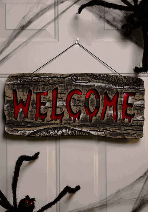 19.25-Inch Light Up Welcome Halloween Sign Decoration - US 3011