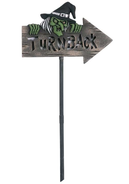 28-Inch Light Up Witchy Warning Sign Decoration - US 7951