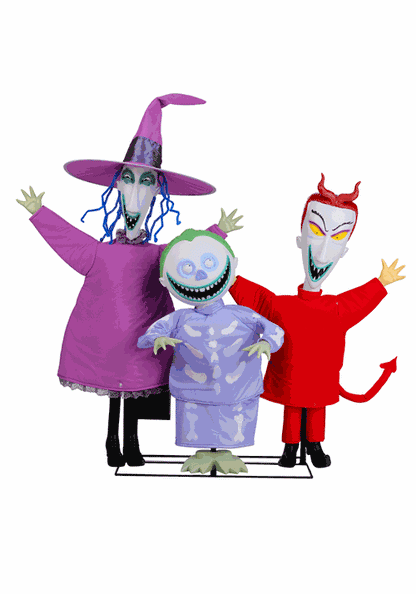 4FT Nightmare Before Christmas Animatronic Lock, Shock and Barrel Decoration - US 4574