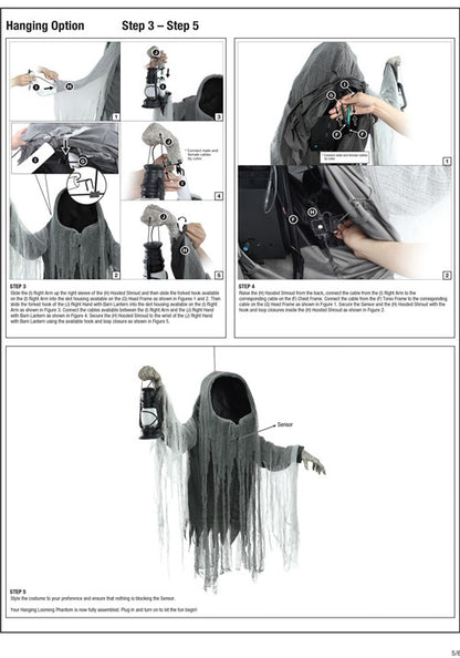 6FT Looming Phantom Animated Halloween Decoration - US 1783