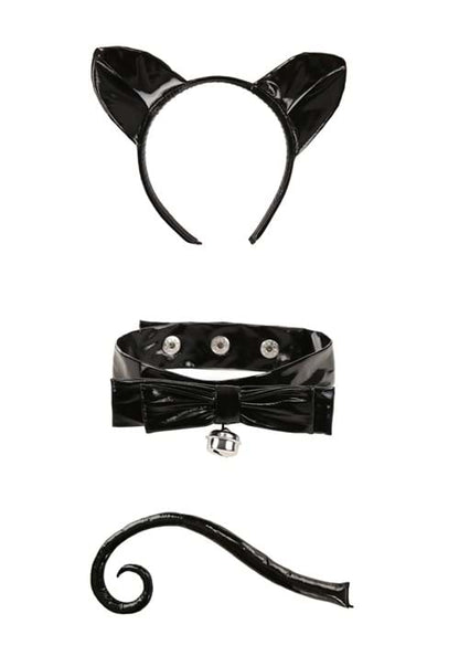 Adult Luxe Latex Black Cat Costume Accessory Kit - US 4364