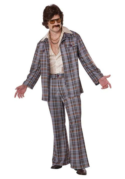 Men's 3 Piece 70's Plaid Leisure Suit Costume - US 5869