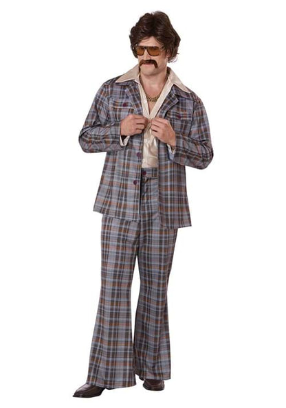 Men's 3 Piece 70's Plaid Leisure Suit Costume - US 5869