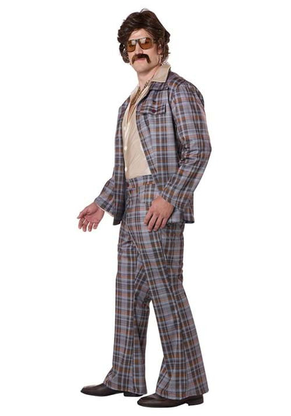 Men's 3 Piece 70's Plaid Leisure Suit Costume - US 5869