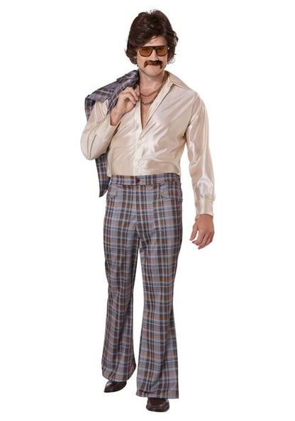 Men's 3 Piece 70's Plaid Leisure Suit Costume - US 5869