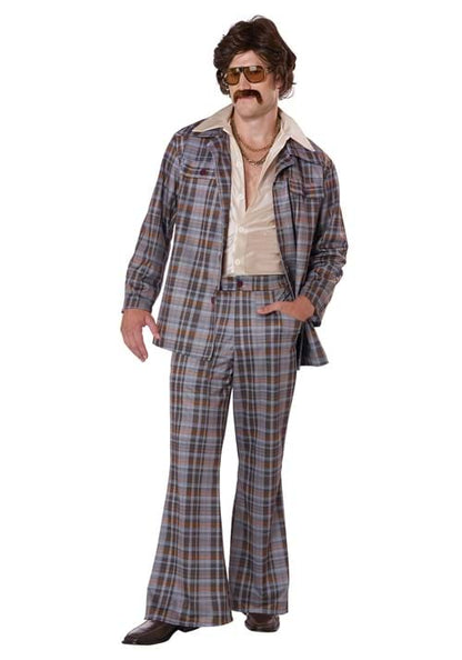 Men's 3 Piece 70's Plaid Leisure Suit Costume - US 5869
